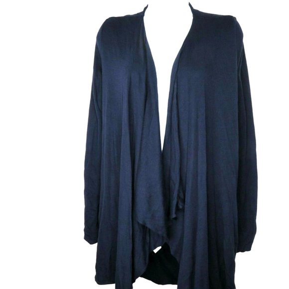 Neal Sperling Open Drape Front Angora Cardigan Sweater M Navy Blue USA Made VTG - Picture 4 of 10